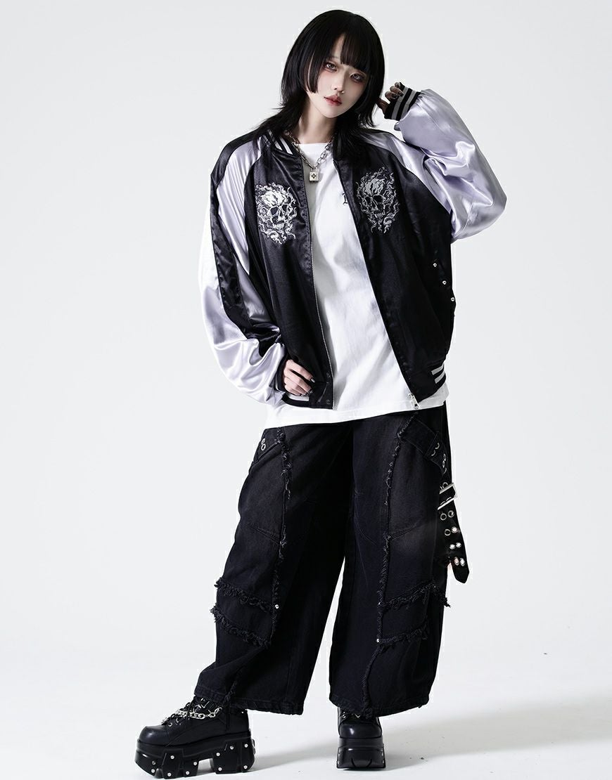 REFLEM【レフレム】スカル刺繍闇艶スカジャン/全2色