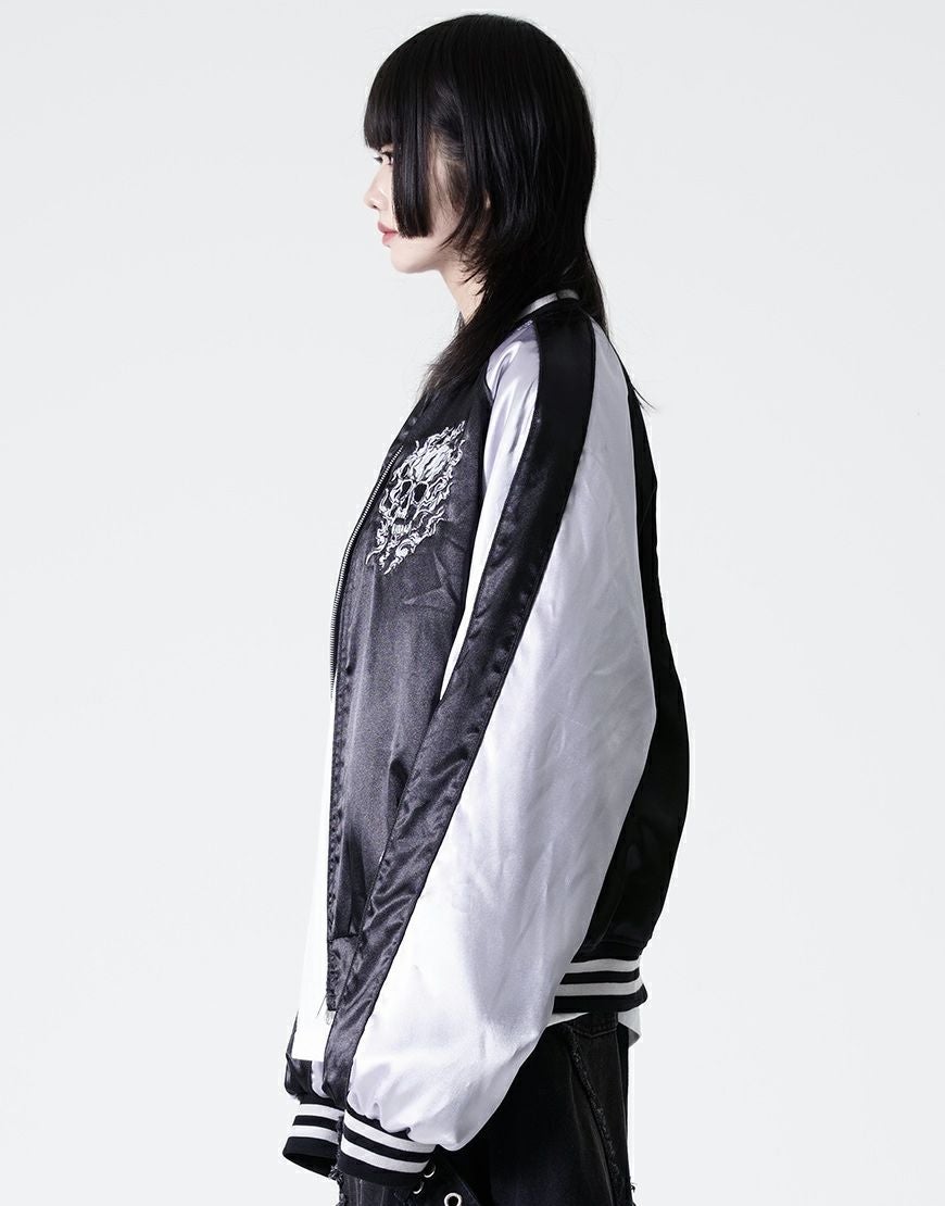 REFLEM【レフレム】スカル刺繍闇艶スカジャン/全2色