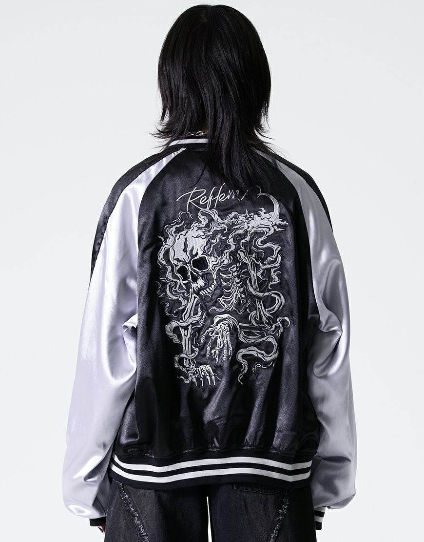 REFLEM【レフレム】スカル刺繍闇艶スカジャン/全2色