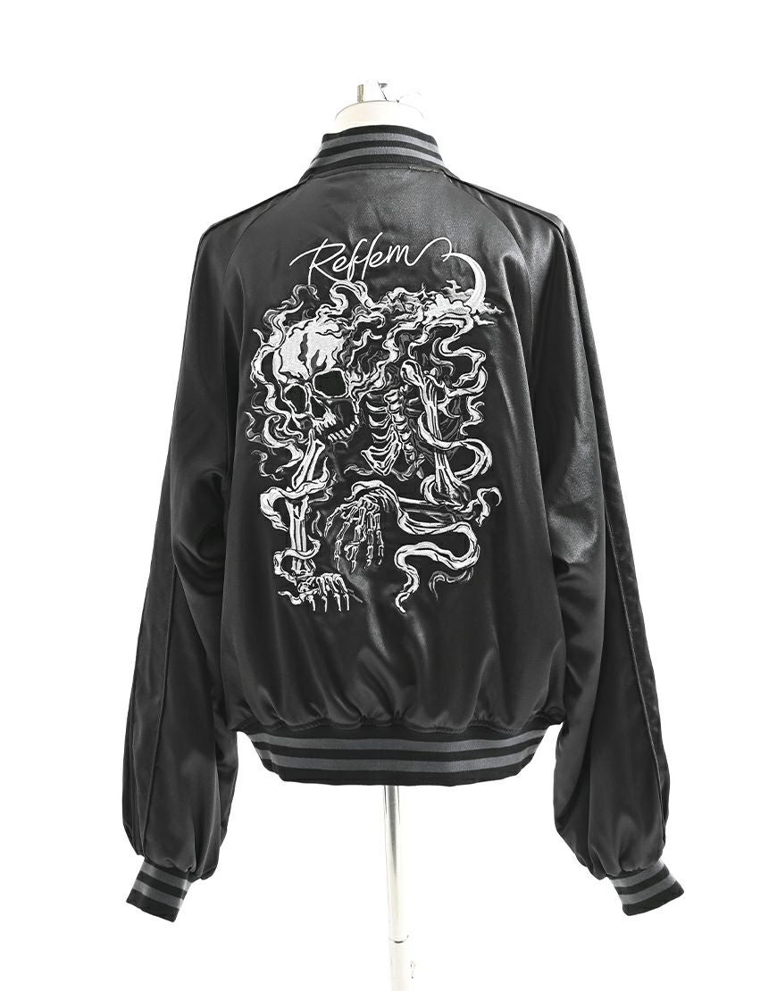 REFLEM【レフレム】スカル刺繍闇艶スカジャン/全2色