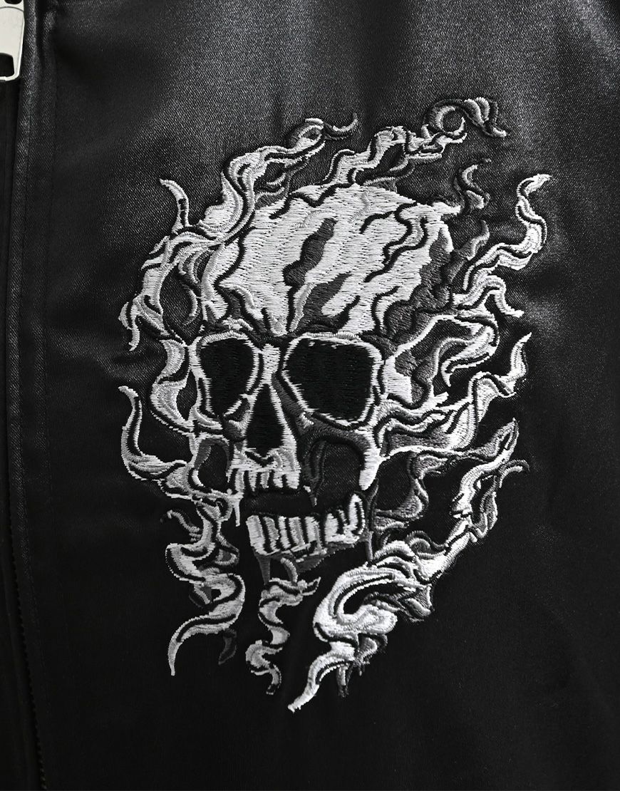 REFLEM【レフレム】スカル刺繍闇艶スカジャン/全2色