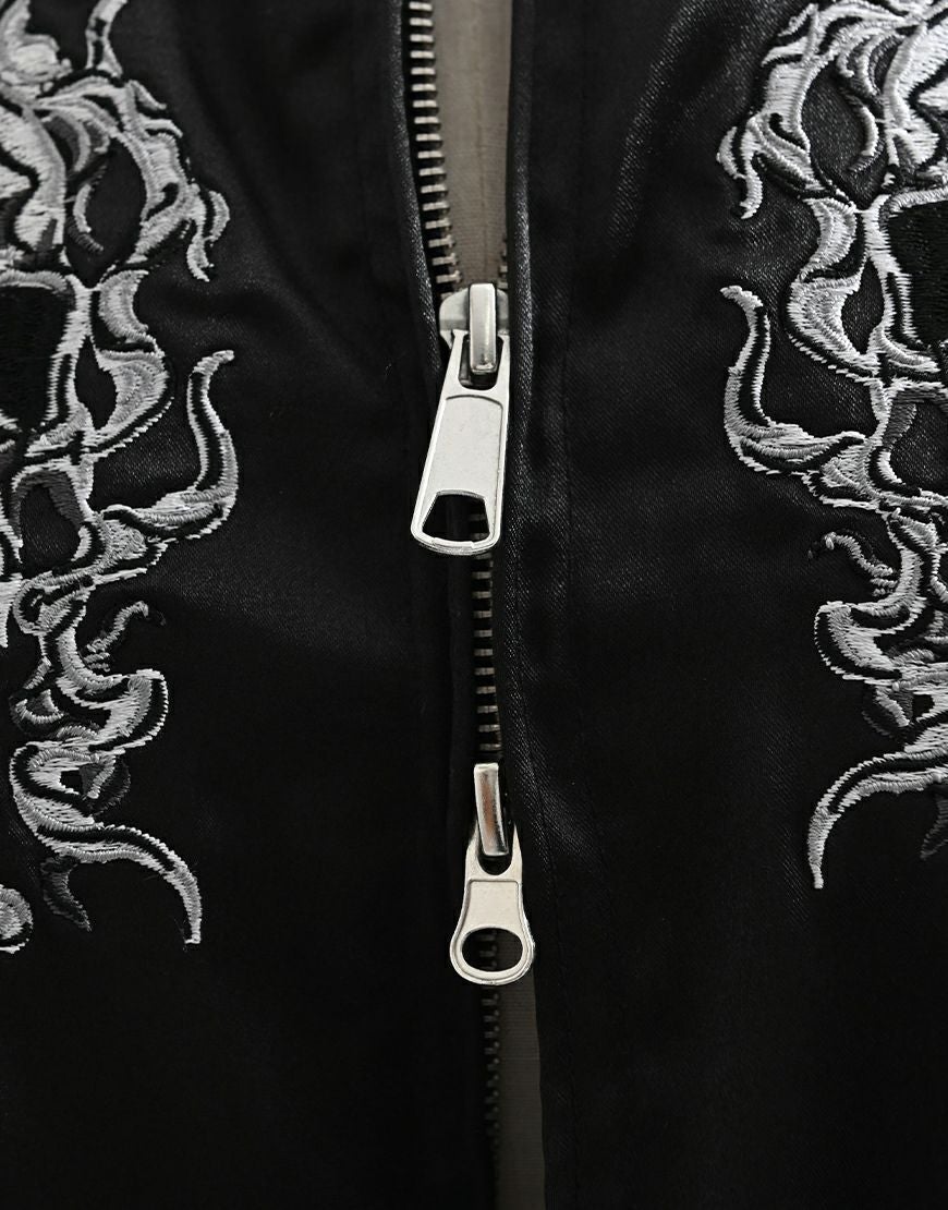 REFLEM【レフレム】スカル刺繍闇艶スカジャン/全2色