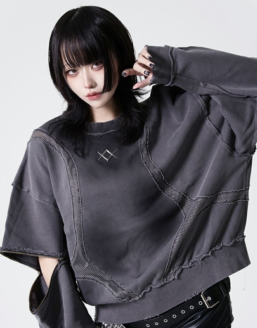 REFLEM【レフレム】メッシュラインルーズスウェット/全2色