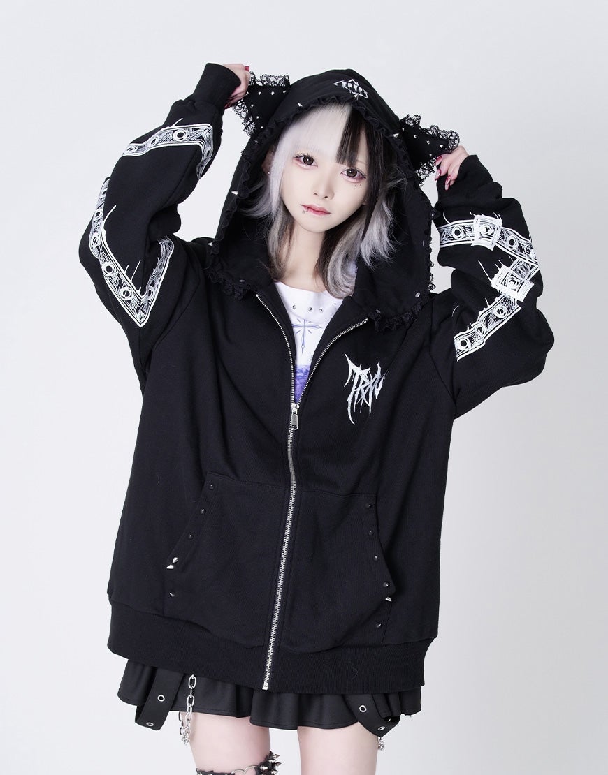 TRAVAS TOKYO【トラバストーキョー】レース使い猫耳パーカー/全2色