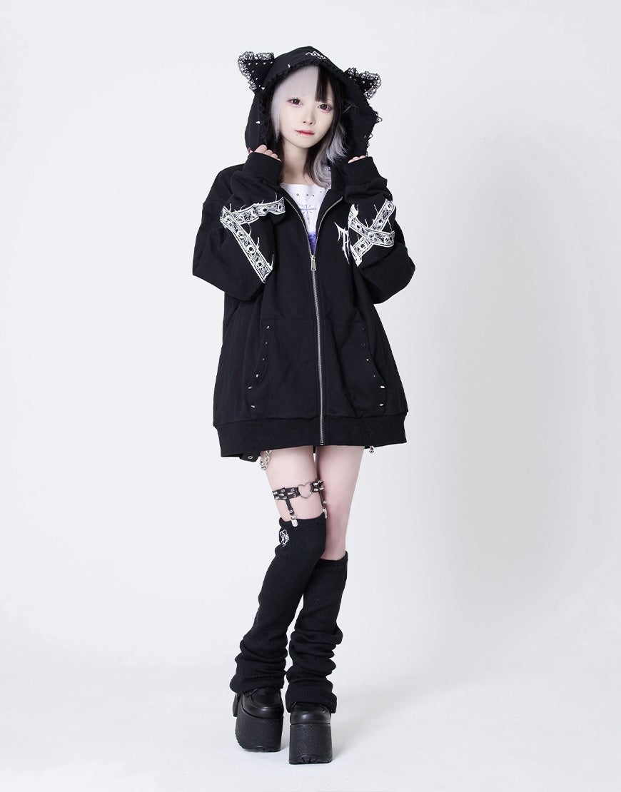 TRAVAS TOKYO【トラバストーキョー】レース使い猫耳パーカー/全2色