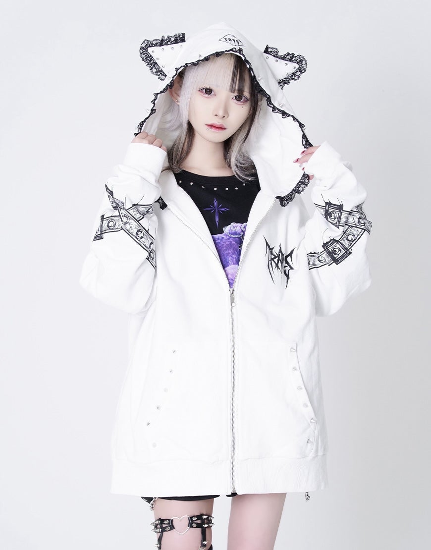 TRAVAS TOKYO【トラバストーキョー】レース使い猫耳パーカー/全2色