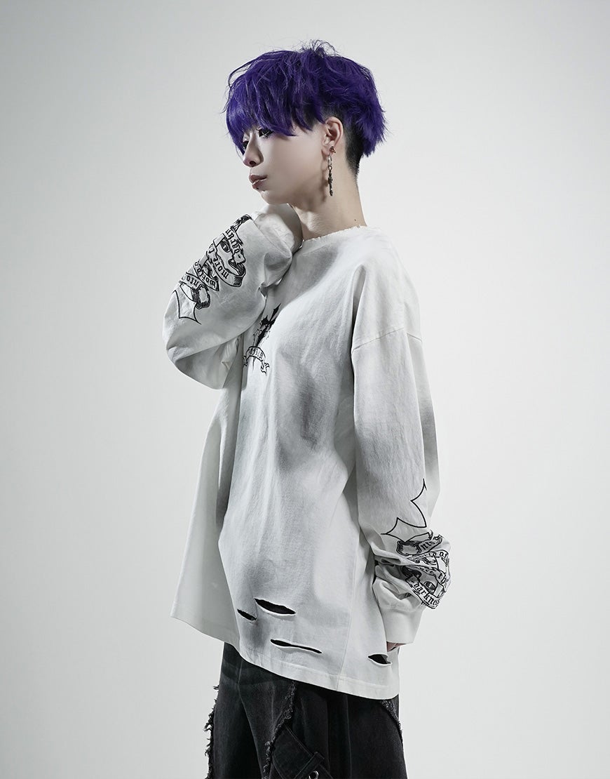 REFLEM【レフレム】クロス刺繍長袖Tシャツ/全4色