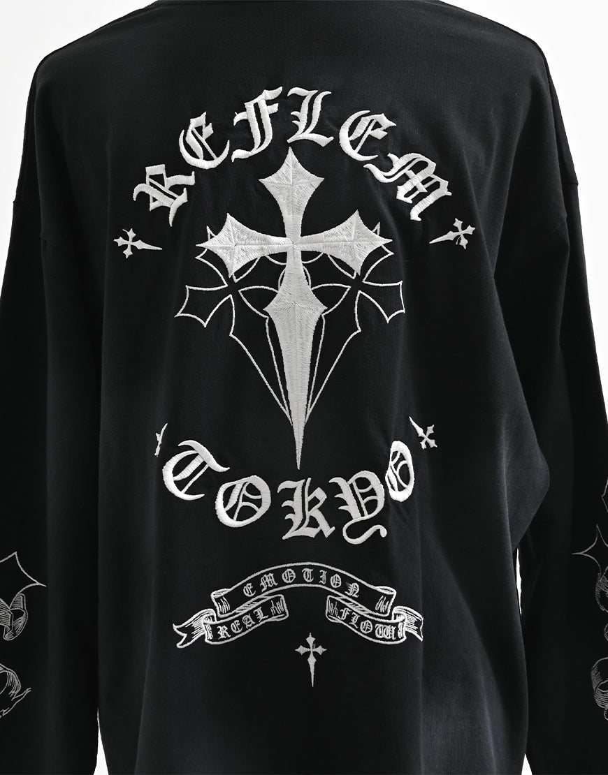 REFLEM【レフレム】クロス刺繍長袖Tシャツ/全4色