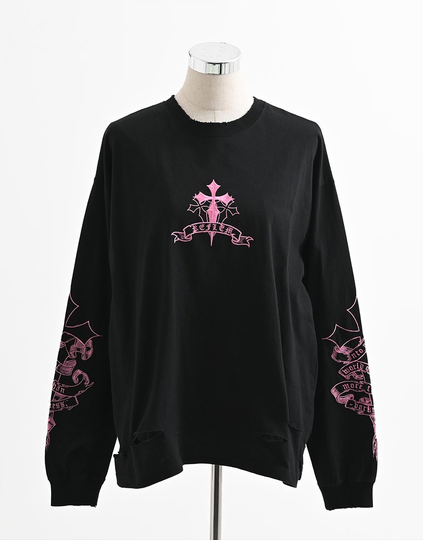 REFLEM【レフレム】クロス刺繍長袖Tシャツ/全4色