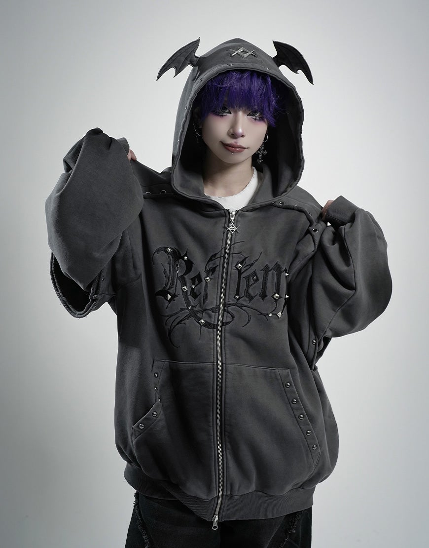 【4/9まで】ムーンエイジデビルメント　レイヤード　ダブルZIP パーカー REFLEM【レフレム】デビルレイヤードジップパーカー/全2色