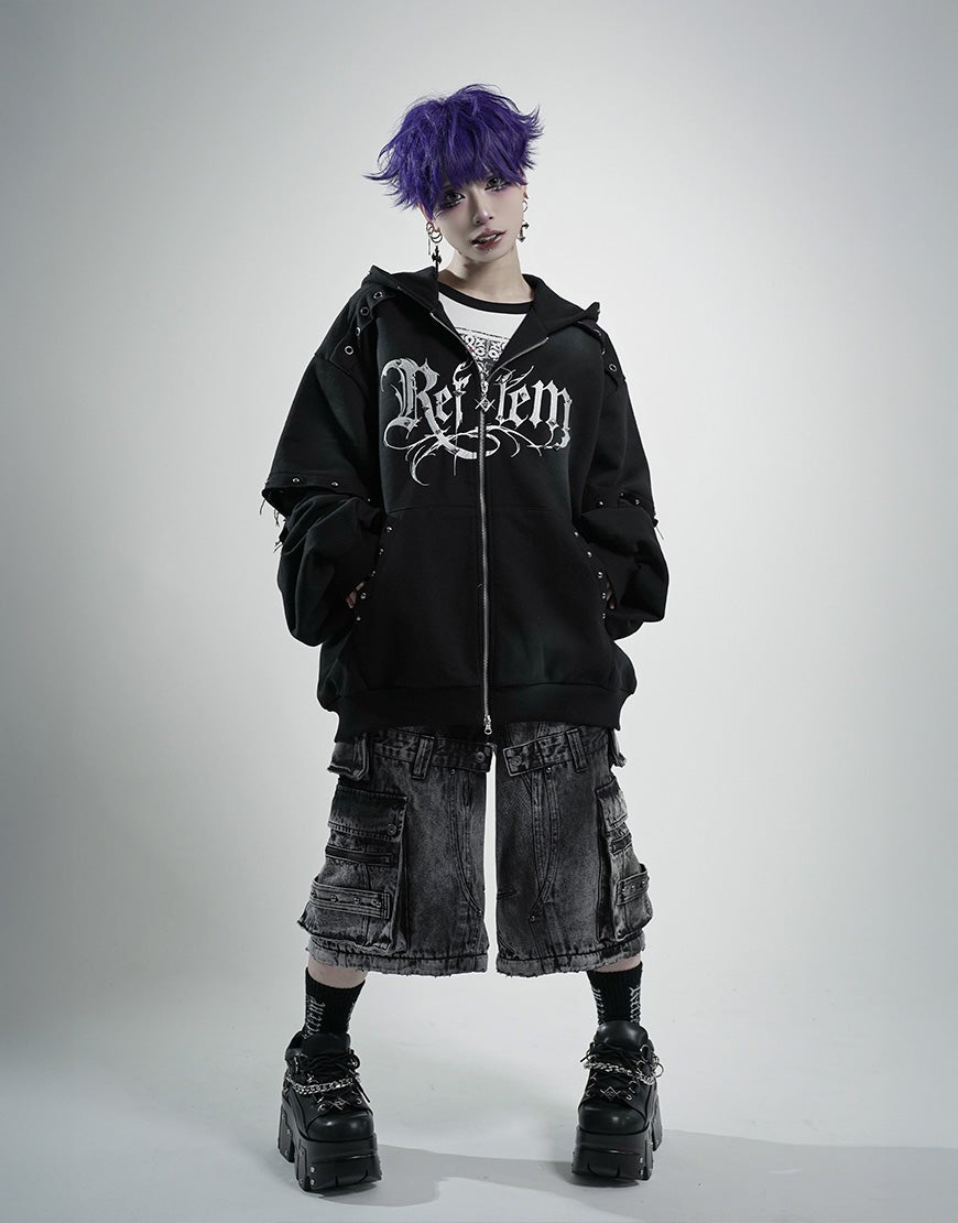 【4/9まで】ムーンエイジデビルメント　レイヤード　ダブルZIP パーカー 4/9まで】ムーンエイジデビルメント レイヤード ダブルZIP パーカー