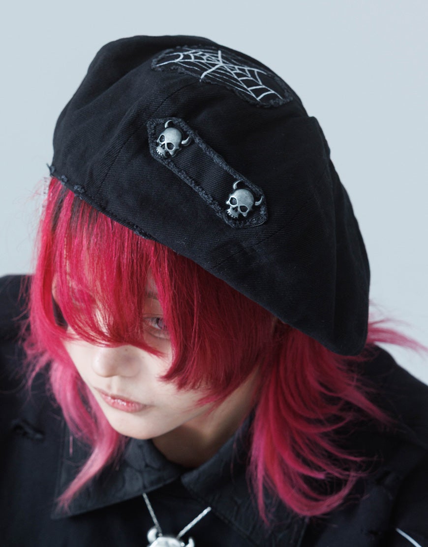 DimMoire【ディムモアール】魅了のロゴリベットベレー帽/Black