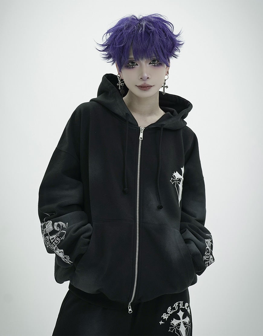 REFLEM【レフレム】クロス刺繍ジップアップパーカー/全3色