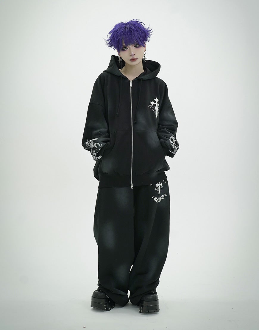 REFLEM【レフレム】クロス刺繍ジップアップパーカー/全3色