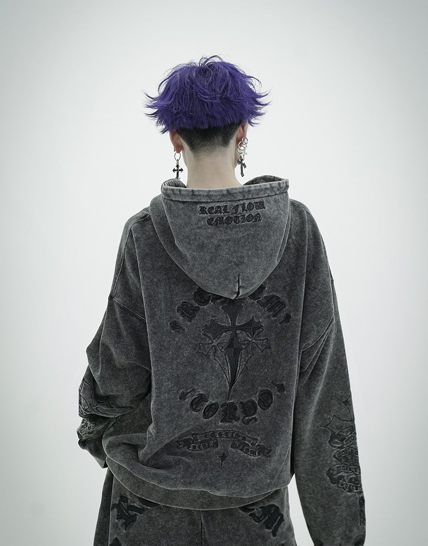 REFLEM【レフレム】クロス刺繍ジップアップパーカー/全3色