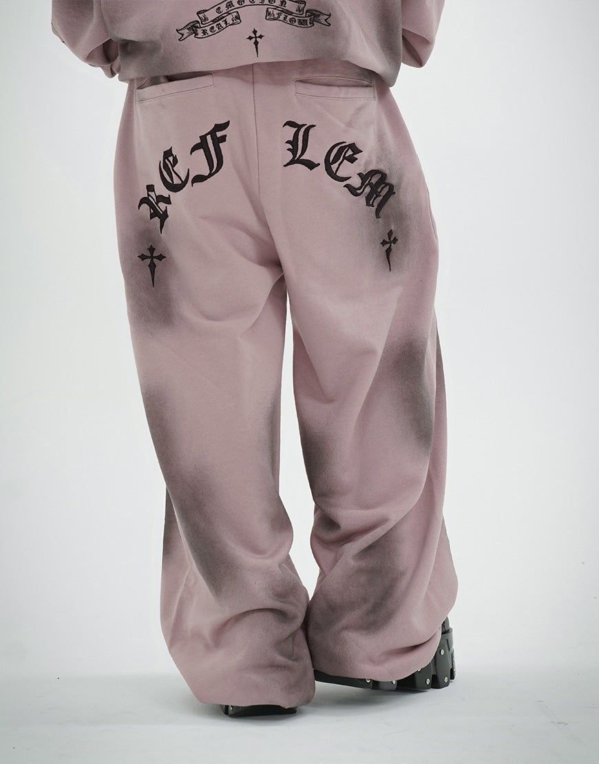 REFLEM【レフレム】クロス刺繍スウェットワイドパンツ/全3色