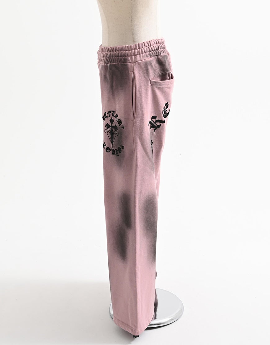 REFLEM【レフレム】クロス刺繍スウェットワイドパンツ/全3色