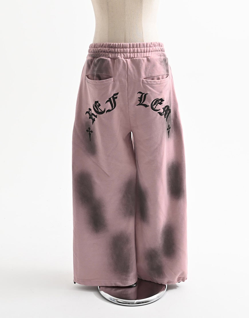 REFLEM【レフレム】クロス刺繍スウェットワイドパンツ/全3色