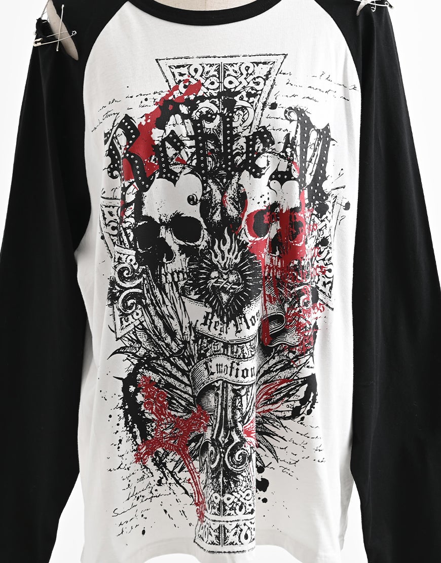 DimMoire skull スカル ダメージ Tシャツ REFLEM レフレム REFLEM - DimMoire skull スカル ダメージ Tシャツ REFLEM レフレムの
