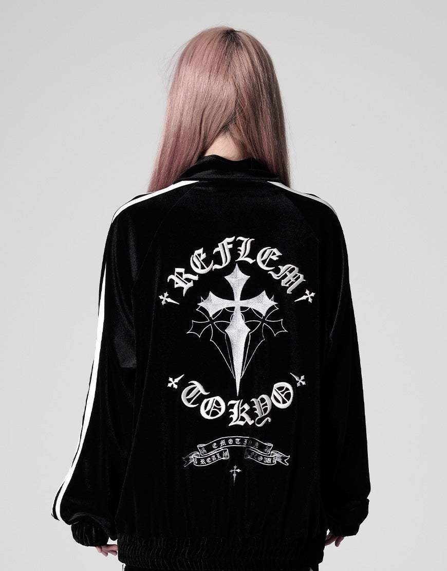 REFLEM【レフレム】クロス刺繍ベロアトラックジャケット/全3色
