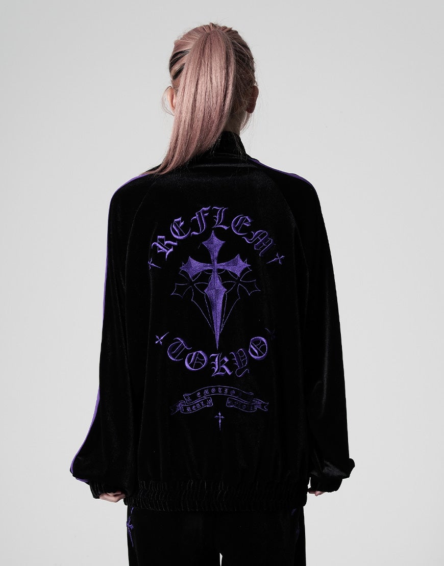 REFLEM【レフレム】クロス刺繍ベロアトラックジャケット/全3色