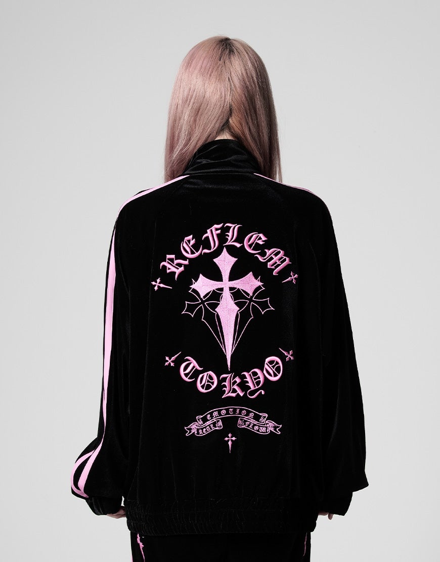 REFLEM【レフレム】クロス刺繍ベロアトラックジャケット/全3色