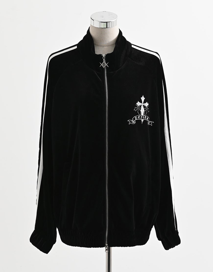 REFLEM【レフレム】クロス刺繍ベロアトラックジャケット/全3色