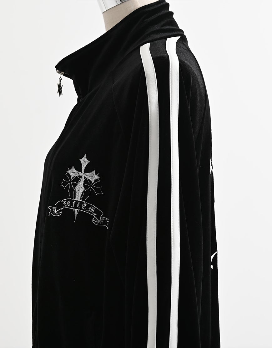 REFLEM【レフレム】クロス刺繍ベロアトラックジャケット/全3色