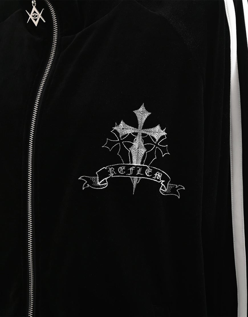 REFLEM【レフレム】クロス刺繍ベロアトラックジャケット/全3色