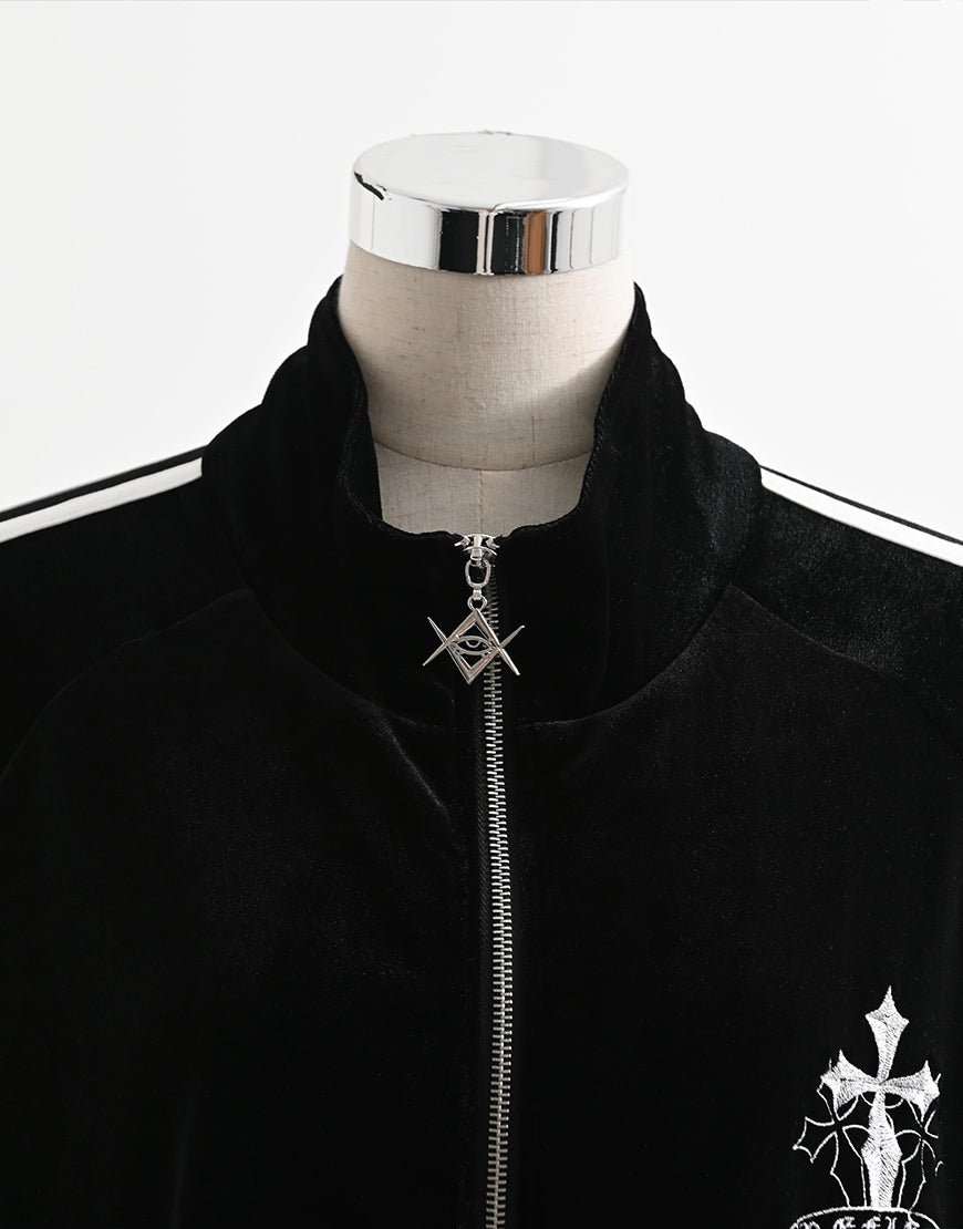 REFLEM【レフレム】クロス刺繍ベロアトラックジャケット/全3色