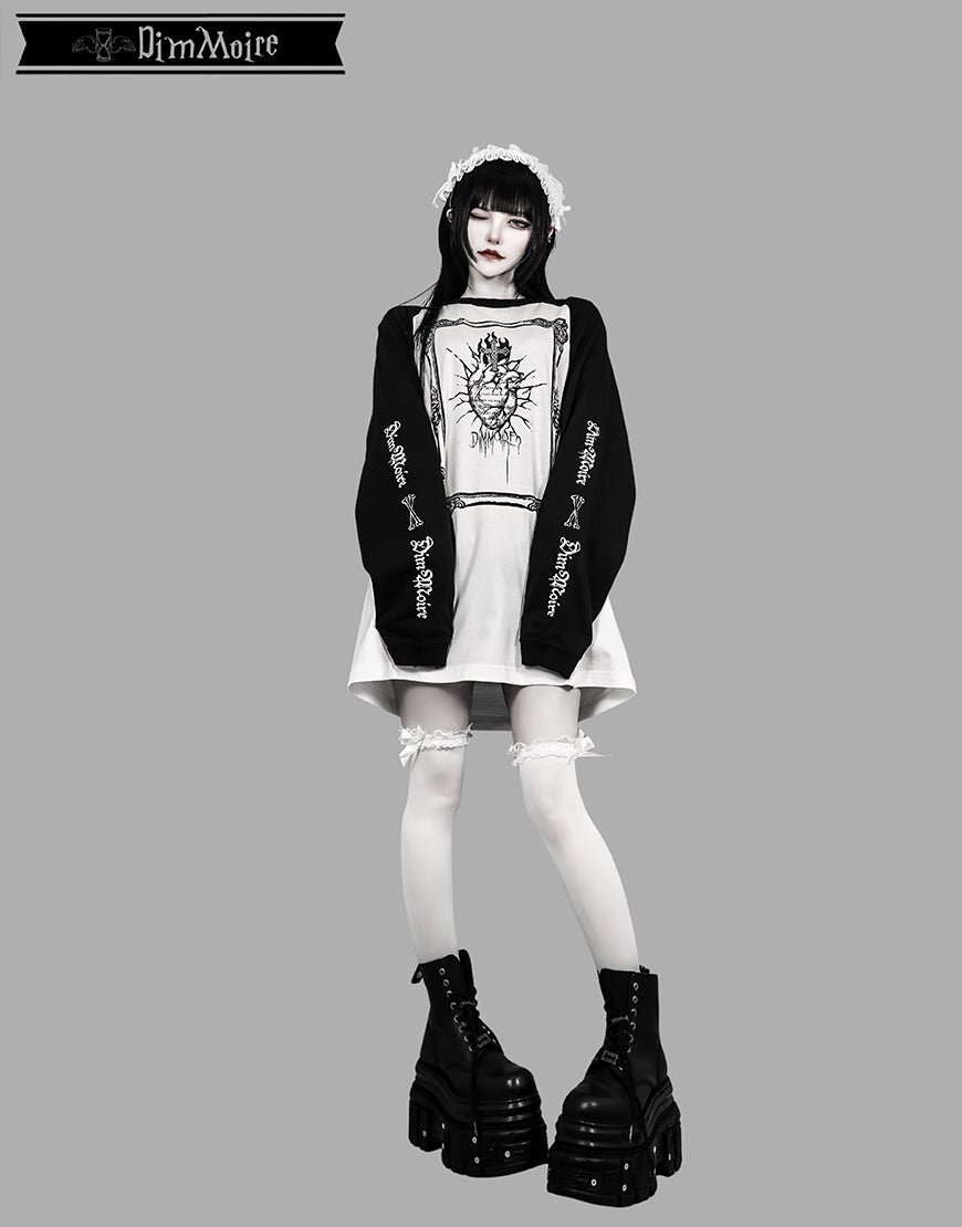 DimMoire【ディムモアール】Worship My Heart ロンT/Black×White
