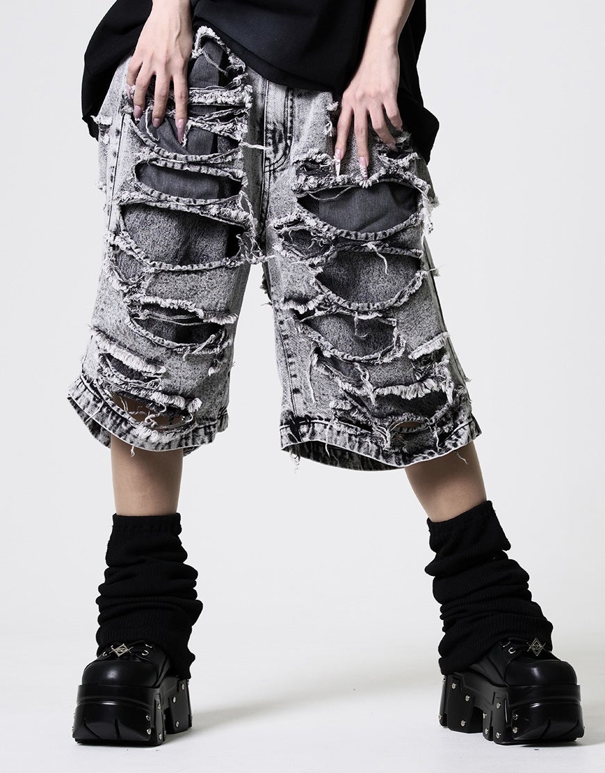 完売品　【REFLEM/レフレム】サスペンダー付きデニムショーツ　ブラック REFLEM（レフレム）の「『REFLEM/レフレム』サスペンダー付きデニム