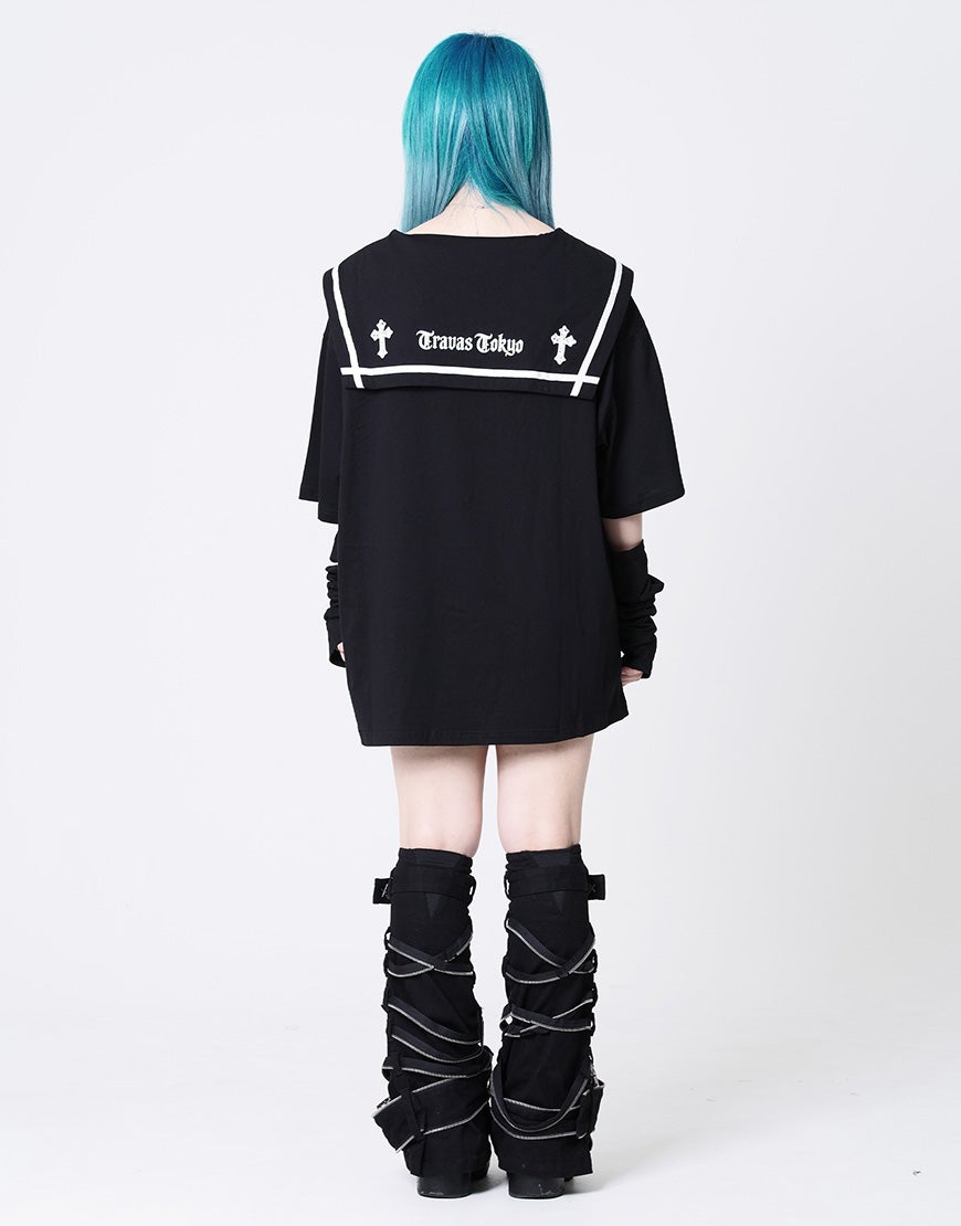 TRAVAS TOKYO【トラバストーキョー】セーラーカラー猫プリントTシャツ