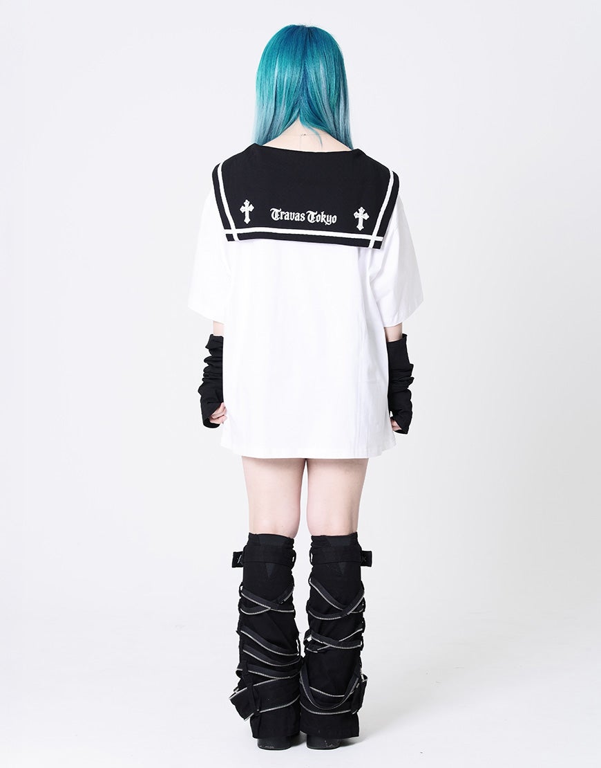 TRAVAS TOKYO【トラバストーキョー】セーラーカラー猫プリントTシャツ