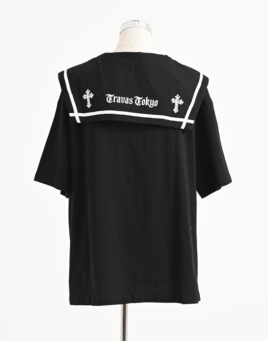 TRAVAS TOKYO【トラバストーキョー】セーラーカラー猫プリントTシャツ