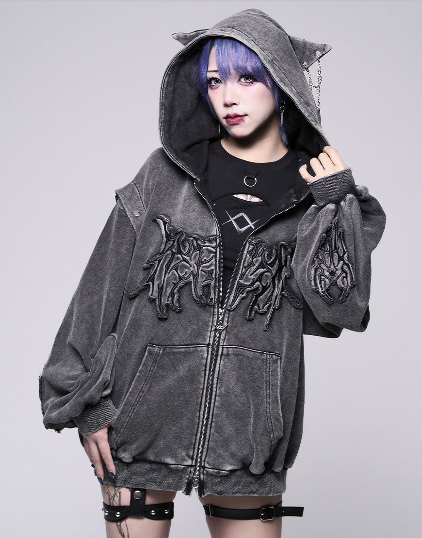 REFLEM/レフレム 猫耳ZIPパーカー/ジップアップパーカー REFLEM【レフレム】2WAY猫耳ジップアップパーカー/全2色