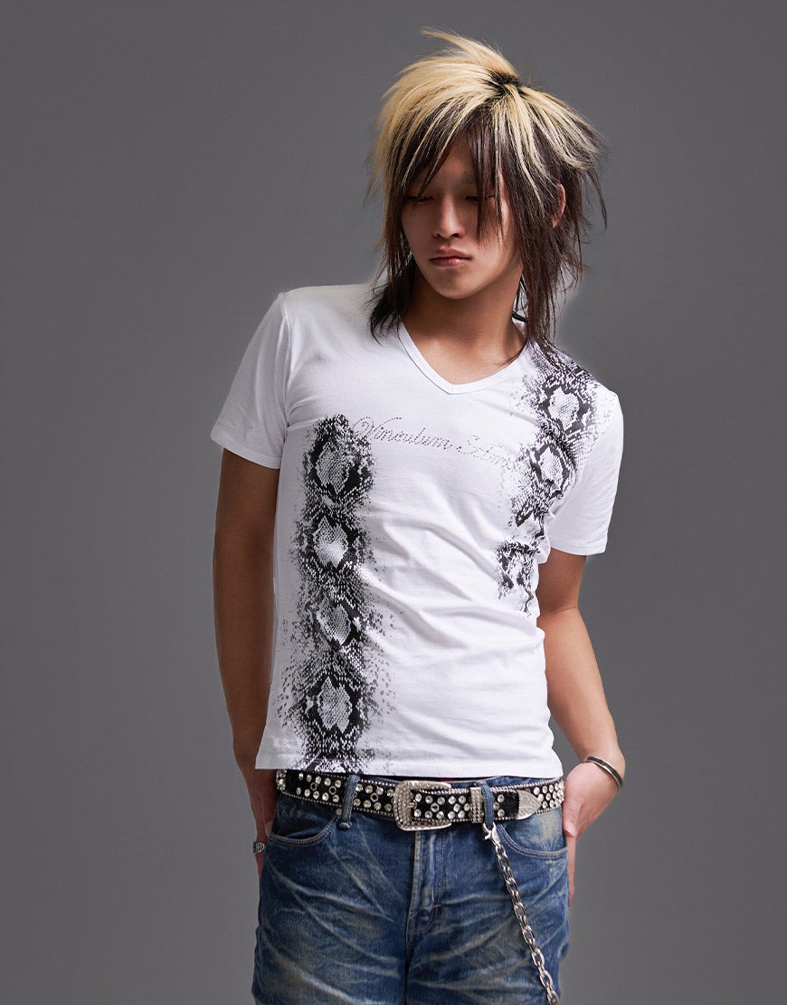 FUGA【フーガ】パイソンVネック半袖Tシャツ/全2色