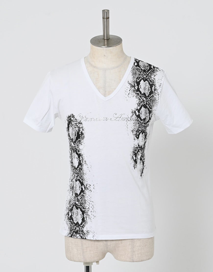 y2k fuga 女体プリント　Vネック　カットソー FUGA【フーガ】パイソンVネック半袖Tシャツ/全2色