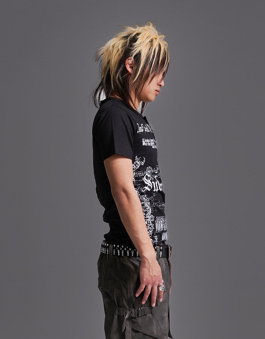 FUGA【フーガ】グラフィックヘンリーネック半袖Tシャツ/全2色