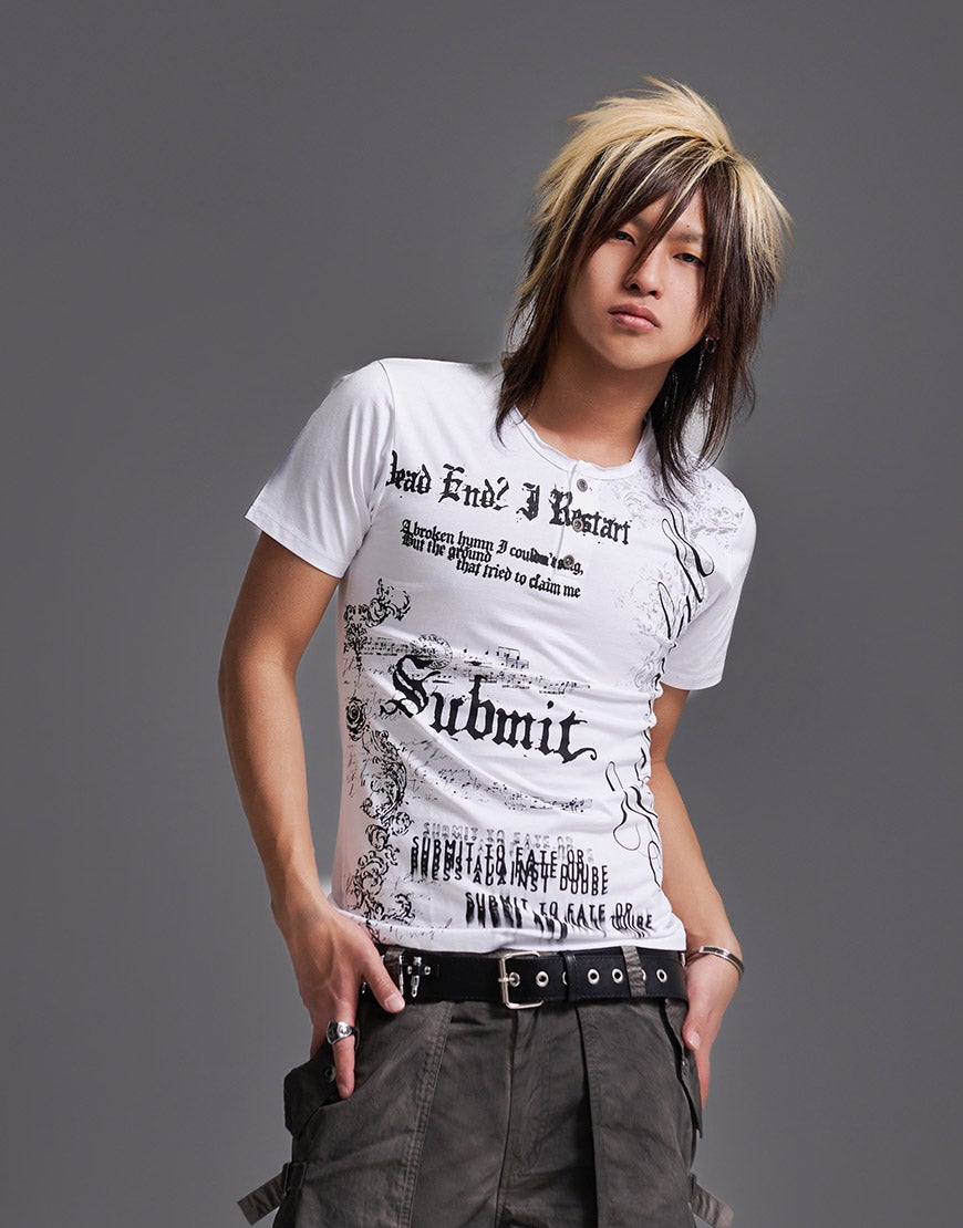 FUGA【フーガ】グラフィックヘンリーネック半袖Tシャツ/全2色
