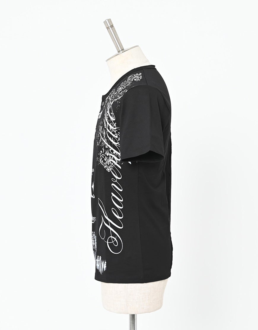 FUGA【フーガ】グラフィックヘンリーネック半袖Tシャツ/全2色