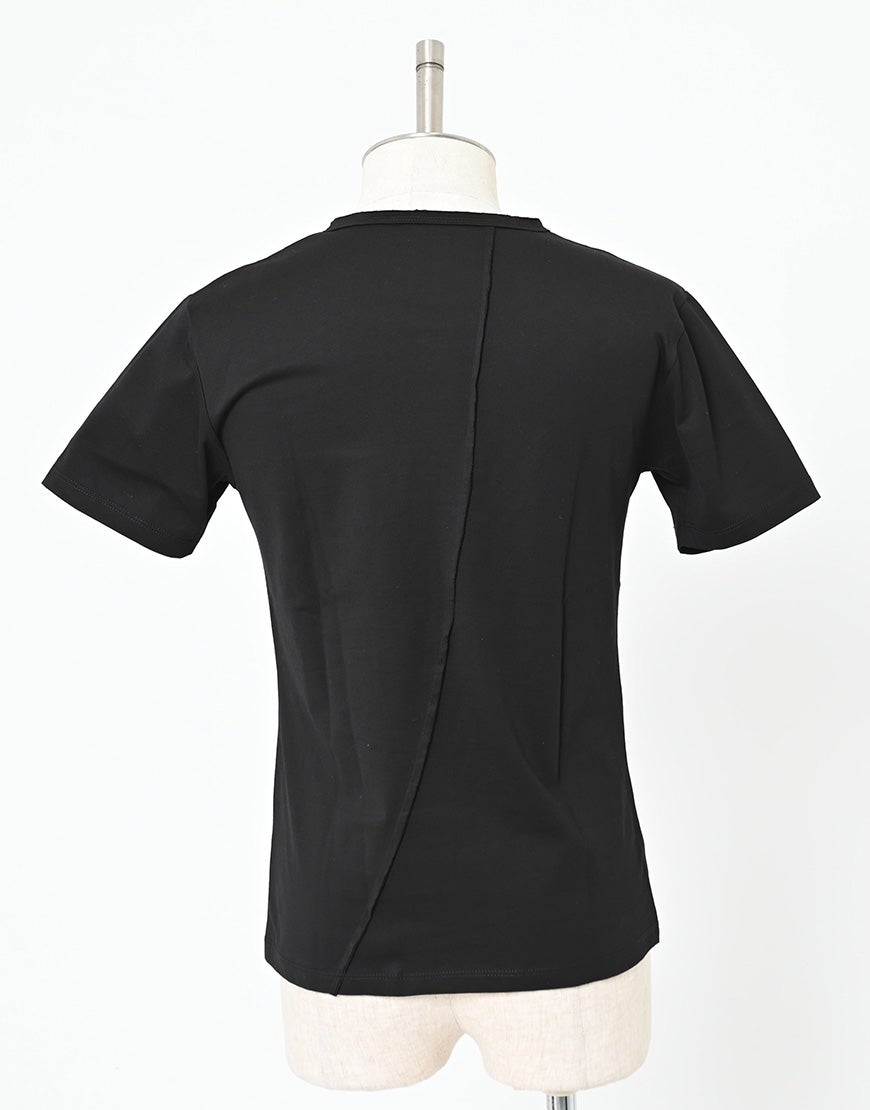 FUGA半袖Tシャツブラック FUGA【フーガ】グラフィックヘンリーネック半袖Tシャツ/全2色