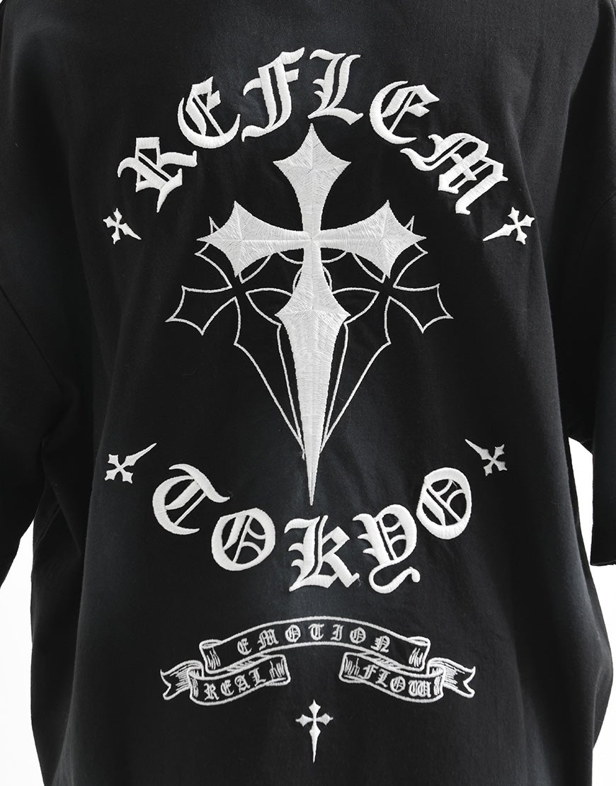 REFLEM【レフレム】クロス刺繍ダメージTシャツ/全4色