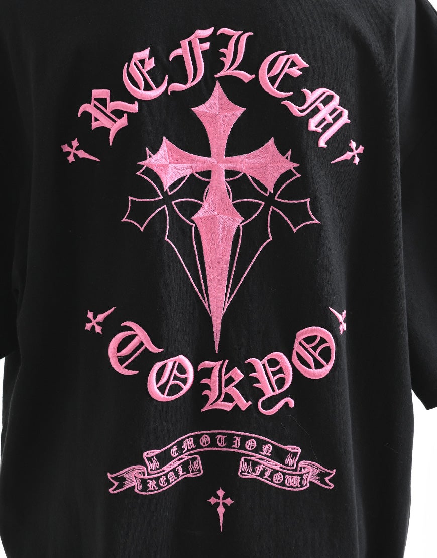 REFLEM【レフレム】クロス刺繍ダメージTシャツ/全4色