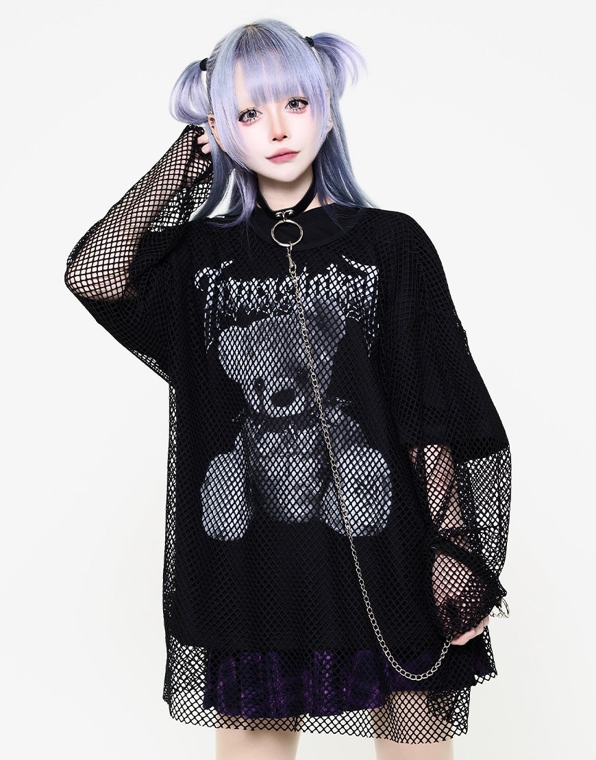 TRAVAS TOKYO【トラバストーキョー】メッシュレイヤードくまプリント