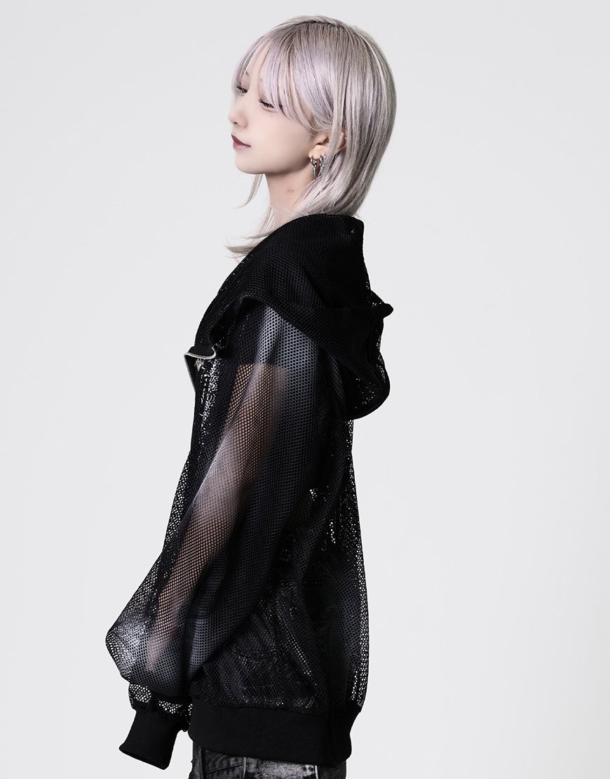 REFLEM【レフレム】吹付加工メッシュダブルジップパーカー/全2色