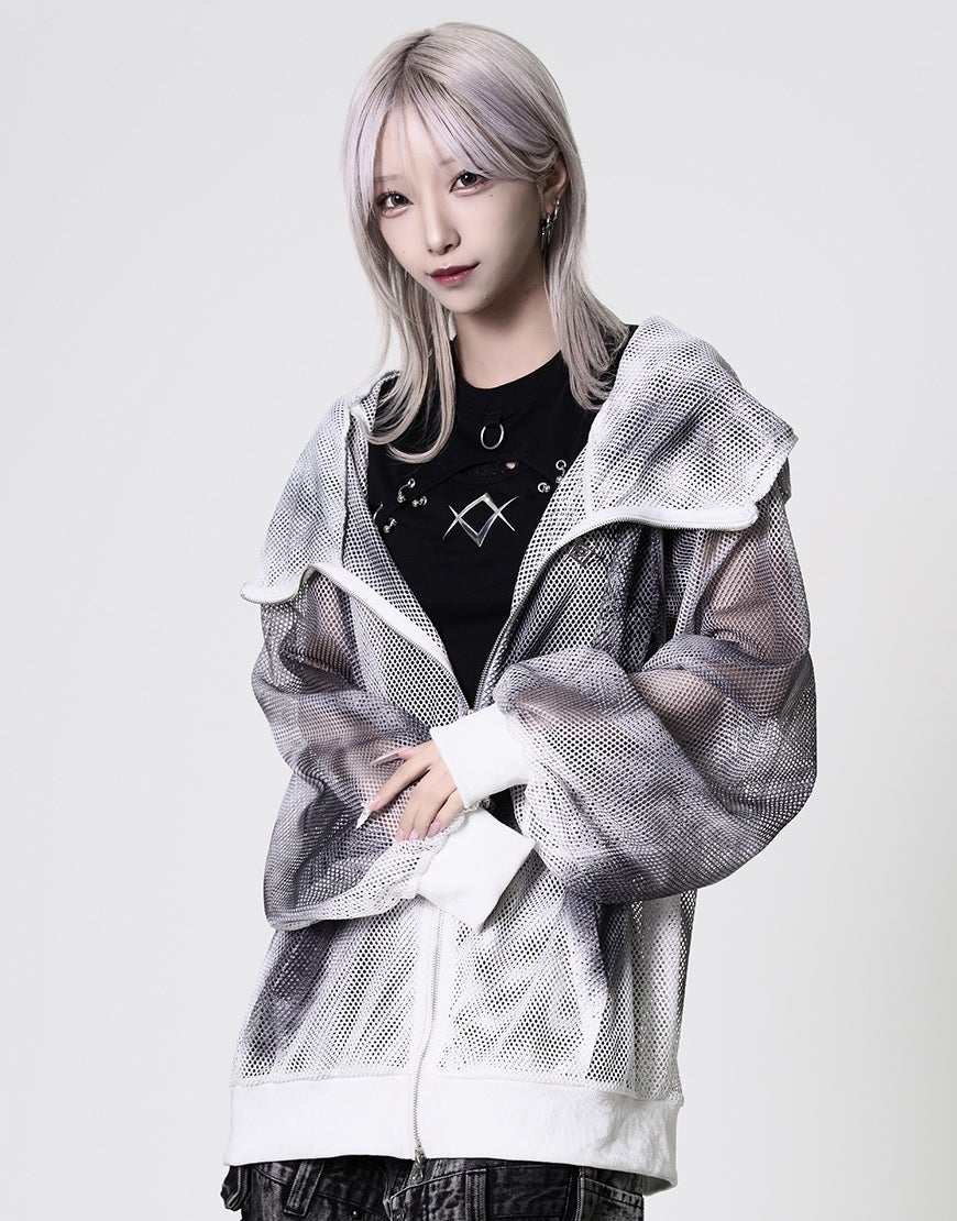 REFLEM【レフレム】吹付加工メッシュダブルジップパーカー/全2色