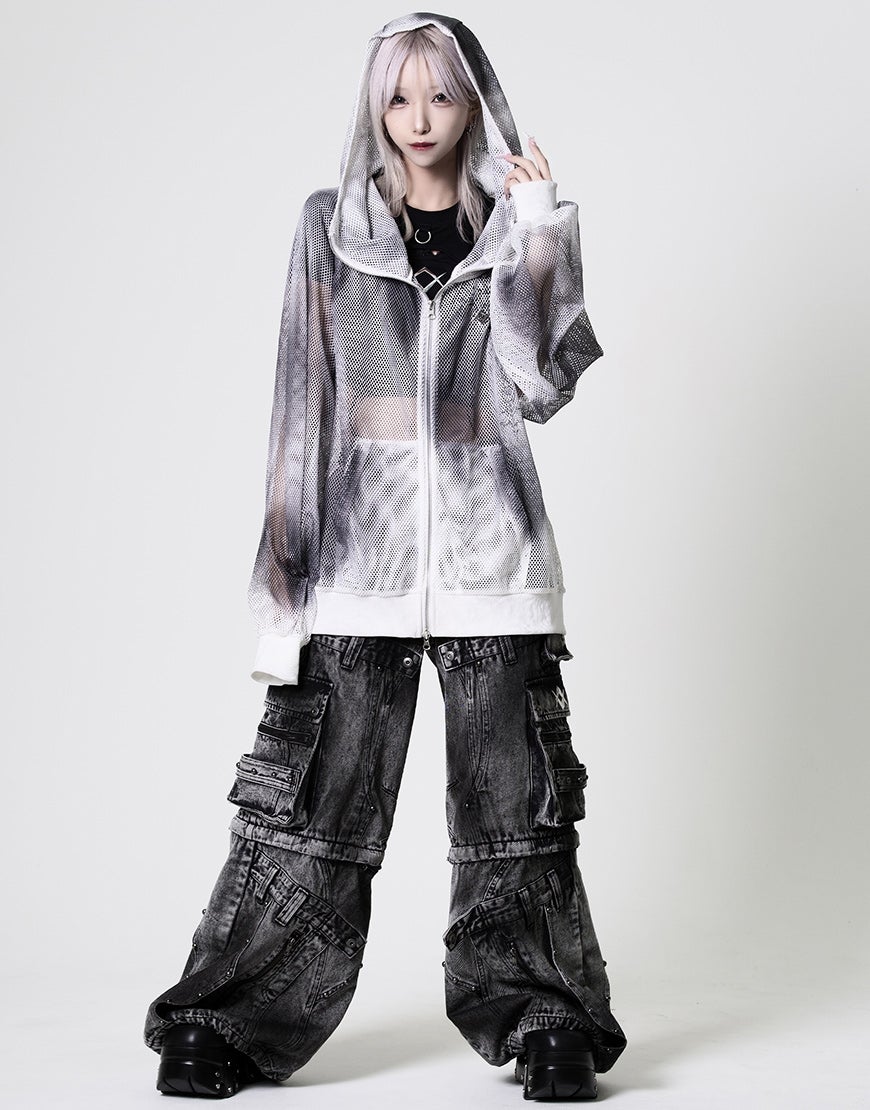 REFLEM【レフレム】吹付加工メッシュダブルジップパーカー/全2色
