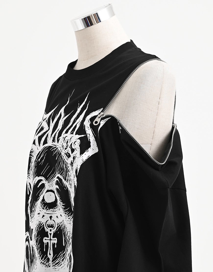 TRAVAS TOKYO【トラバストーキョー】ショルダーZIPくまプリントTシャツ
