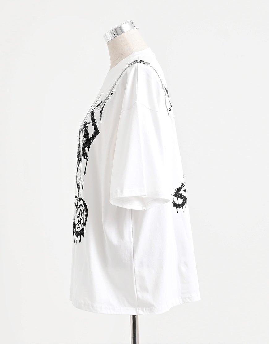 TRAVAS TOKYO【トラバストーキョー】ショルダーZIPくまプリントTシャツ